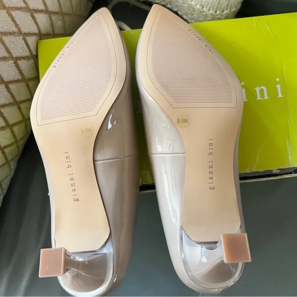 NIB $110 GIANNI BINI Rinna PATENT Pointed Toe KITTEN HEEL Nude PUMPS 9.5 - Picture 9 of 17